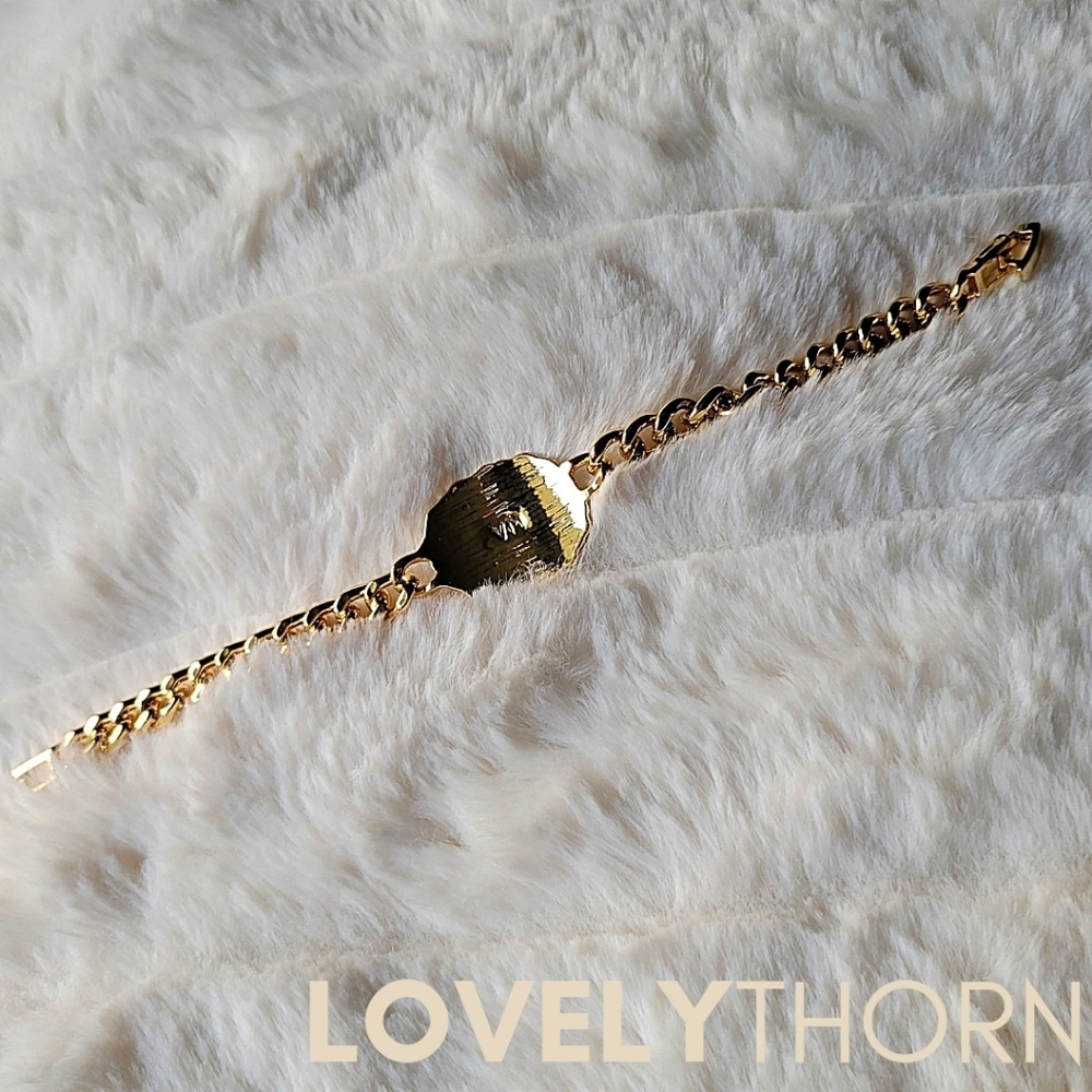 VANESSA MOONEY // ltd ed gold nugget chunky curb chain ID bracelet - Picture 8 of 15